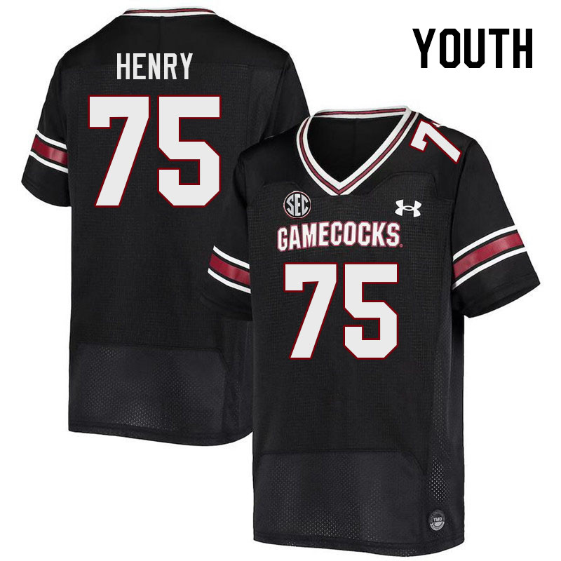 Youth #75 Cason Henry South Carolina Gamecocks 2023 College Football Jerseys Stitched-Black